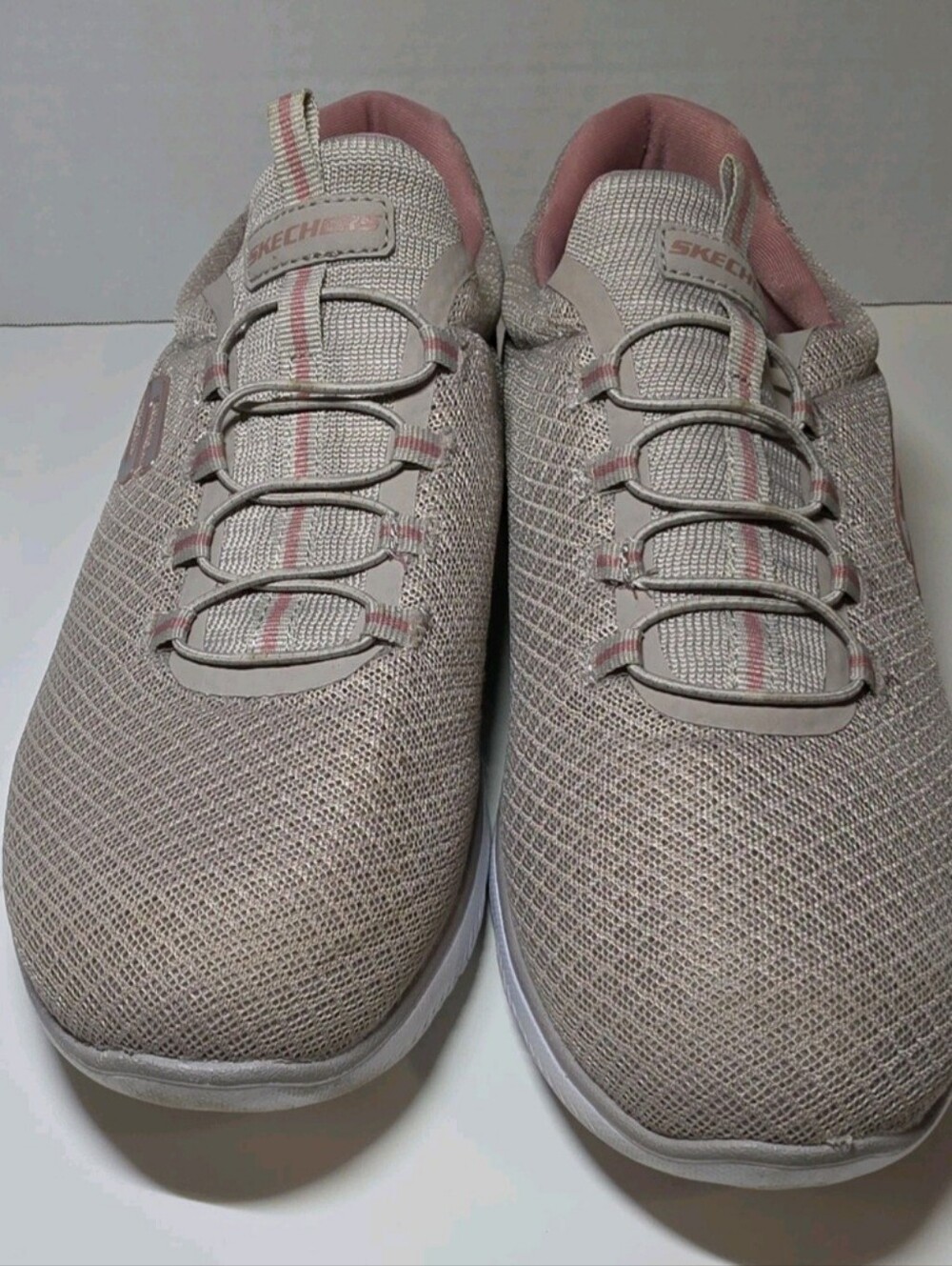 Skechers Summit Slip On Casual Sneakers, #12980W, Taupe/Pink, Womens US 11 Wide